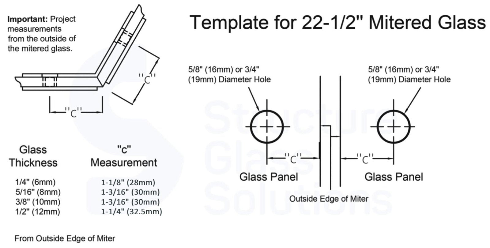 Structure Glass Solutions 2" x 2" 135° Heavy Duty Glass to Glass Square Edges Glass Clamp