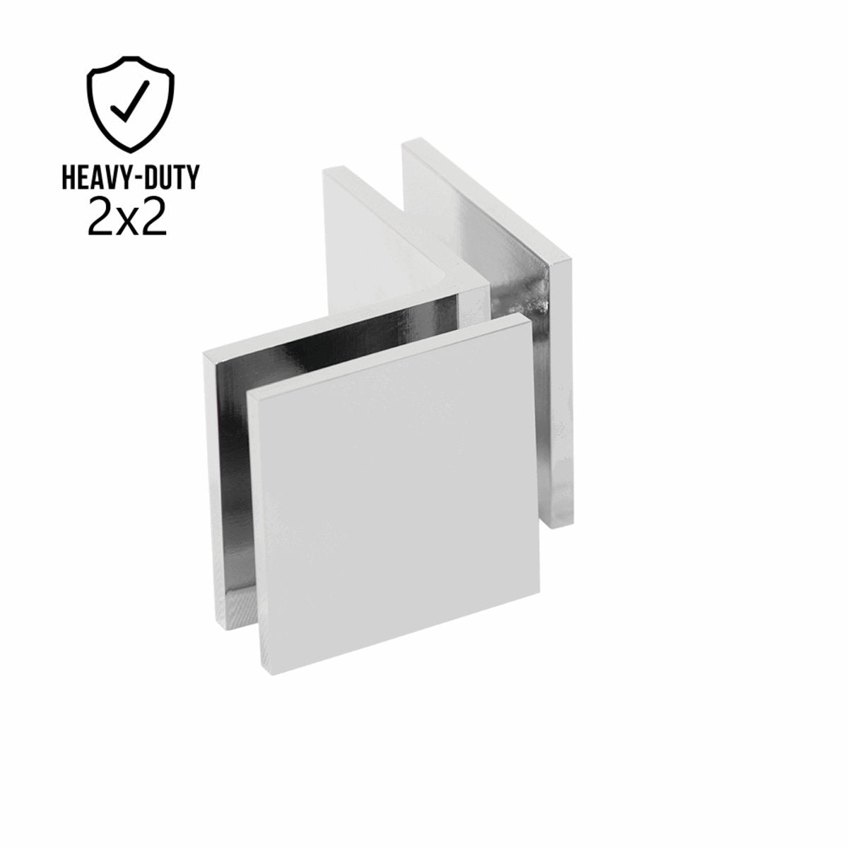 Structure Glass Solutions 2" x 2" 90° Heavy Duty Glass to Glass Square Edges Glass Clamp GCS - 200 - 902 - Chrome