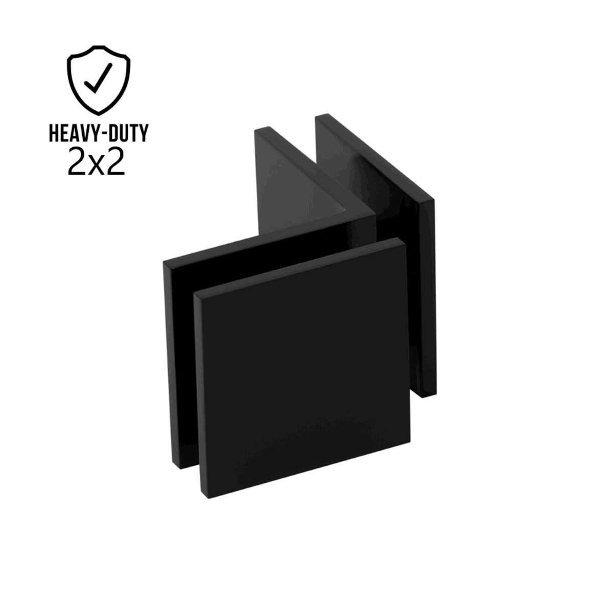 Structure Glass Solutions 2" x 2" 90° Heavy Duty Glass to Glass Square Edges Glass Clamp GCS - 200 - 902 - ORB - Matte Black