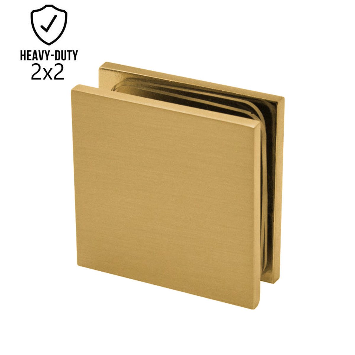 Structure Glass Solutions 2" x 2" Heavy Duty Wall to Glass Square Edges Glass Clamp GCS - 200 - Brushed Gold