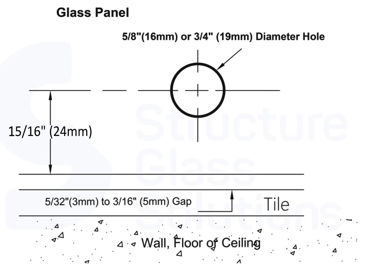 Structure Glass Solutions 2 x 2 Wall Mount Beveled Edges Glass Clamp W/Leg GCB - 201 - Chrome