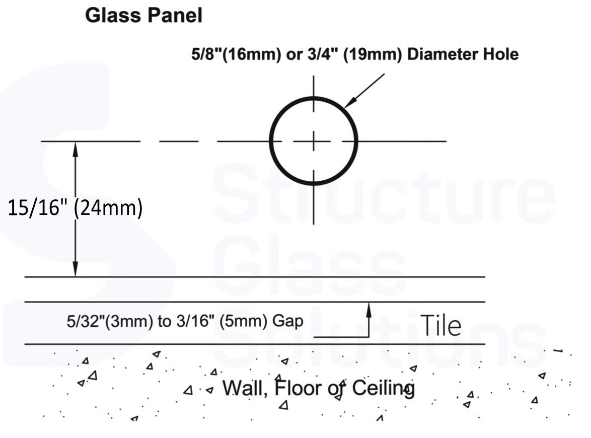 Structure Glass Solutions 2 x 2 Wall Mount Square Edges Glass Clamp W/Leg GCS - 201 - Brushed Nickel