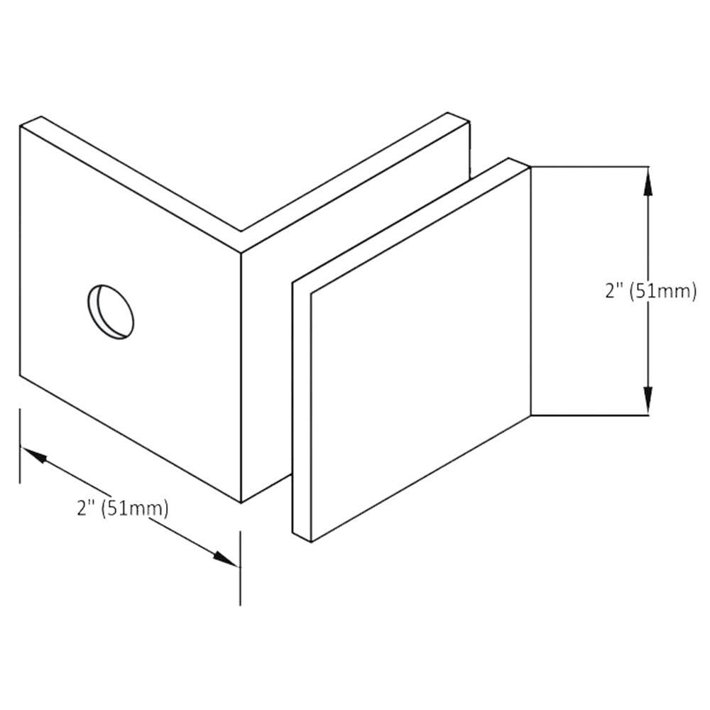 Structure Glass Solutions 2 x 2 Wall Mount Square Edges Glass Clamp W/Leg GCS - 201 - Brushed Nickel