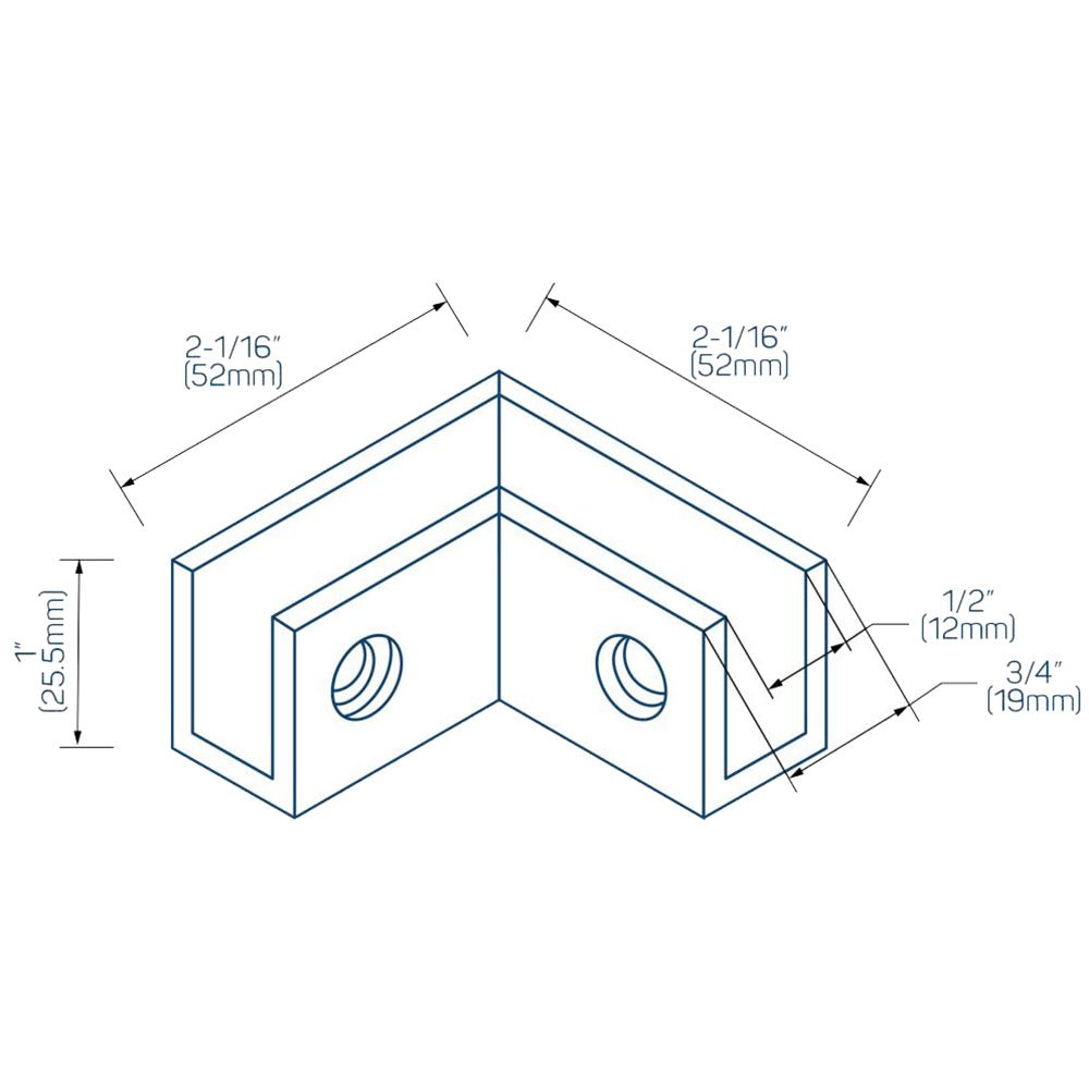 Structure Glass Solutions 90° Sleeve Over Clamp SLE - 90 - Brushed Nickel