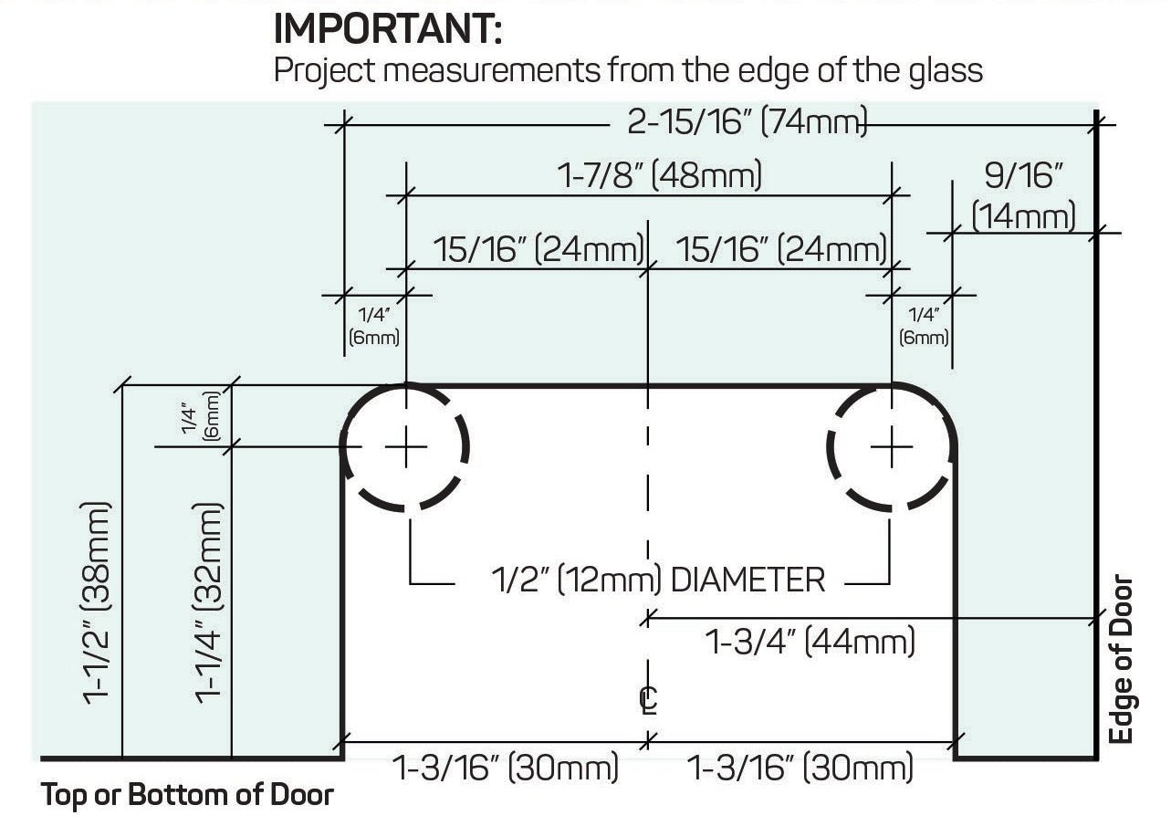 Structure Glass Solutions Beveled Edge Standard Duty Top/Bottom Pivot Hinge LRG - 360 - Chrome