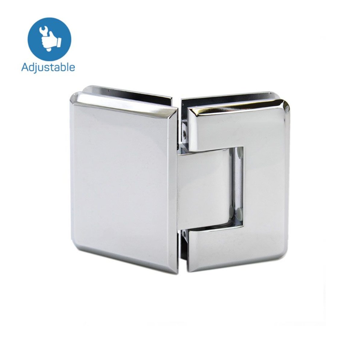 Structure Glass Solutions Beveled Heavy Duty 135° Glass to Glass Adjustable Hinge SUPB - 135 - AJ - Chrome