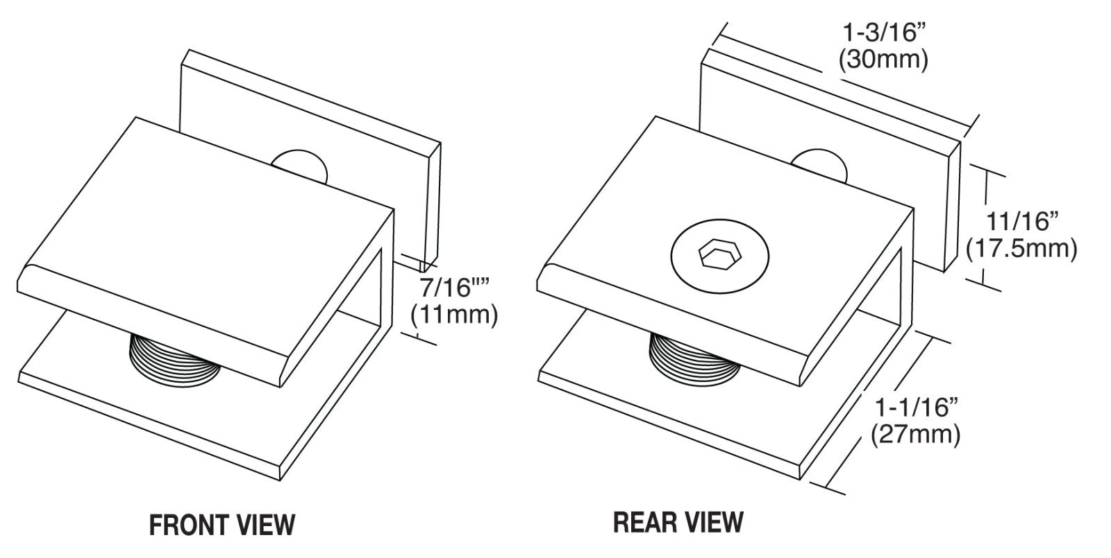 CRL Thru - Glass Square Cornered Shelf Clamp FA80BN