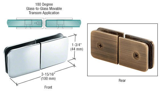 CRL Traditional Movable Glass - To - Glass Transom Glass Clamp GCB188CH