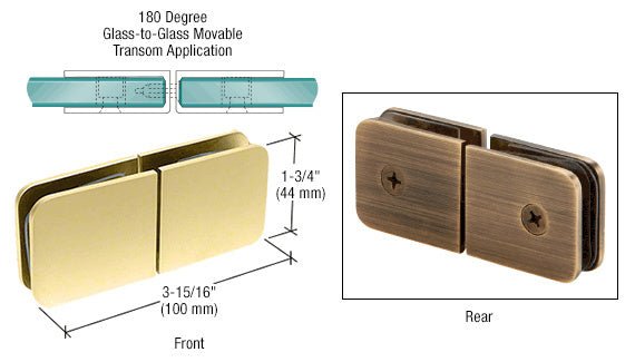 CRL Traditional Movable Glass - To - Glass Transom Glass Clamp GCB188SB