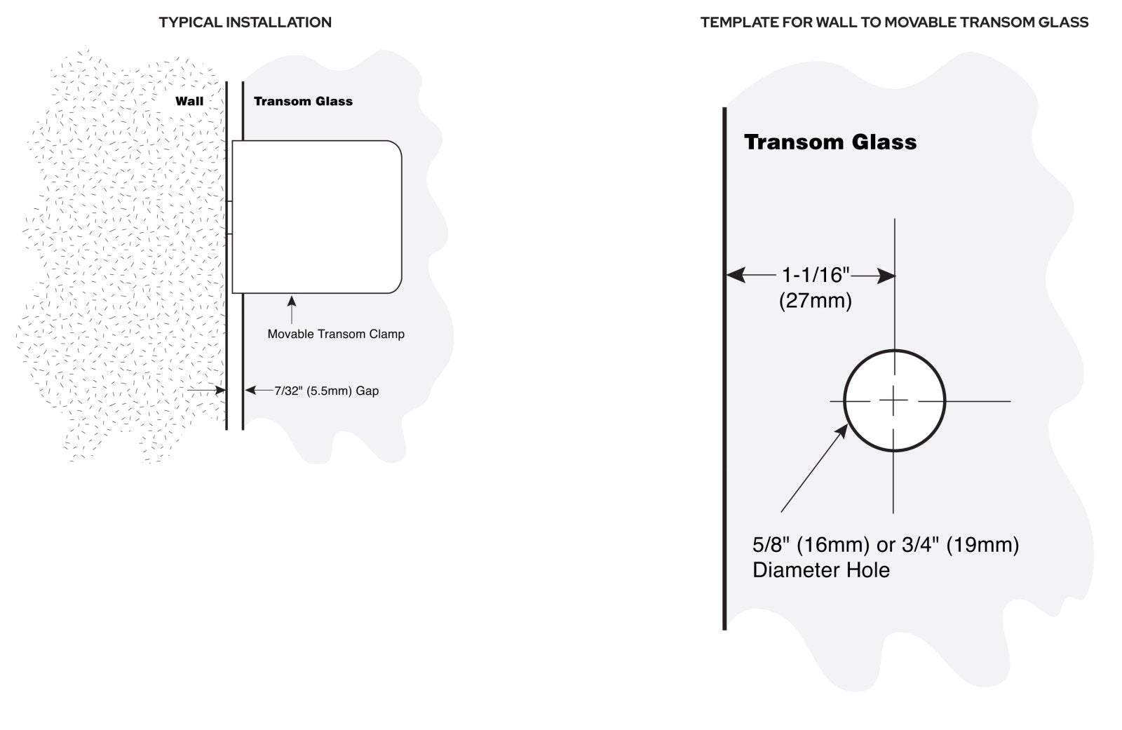 CRL Traditional Movable Wall Mounted Transom Glass Clamp GCB1860RB