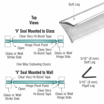 CRL Translucent Vinyl Edge 'V' Seal for 1/4" Maximum Gap SDTS