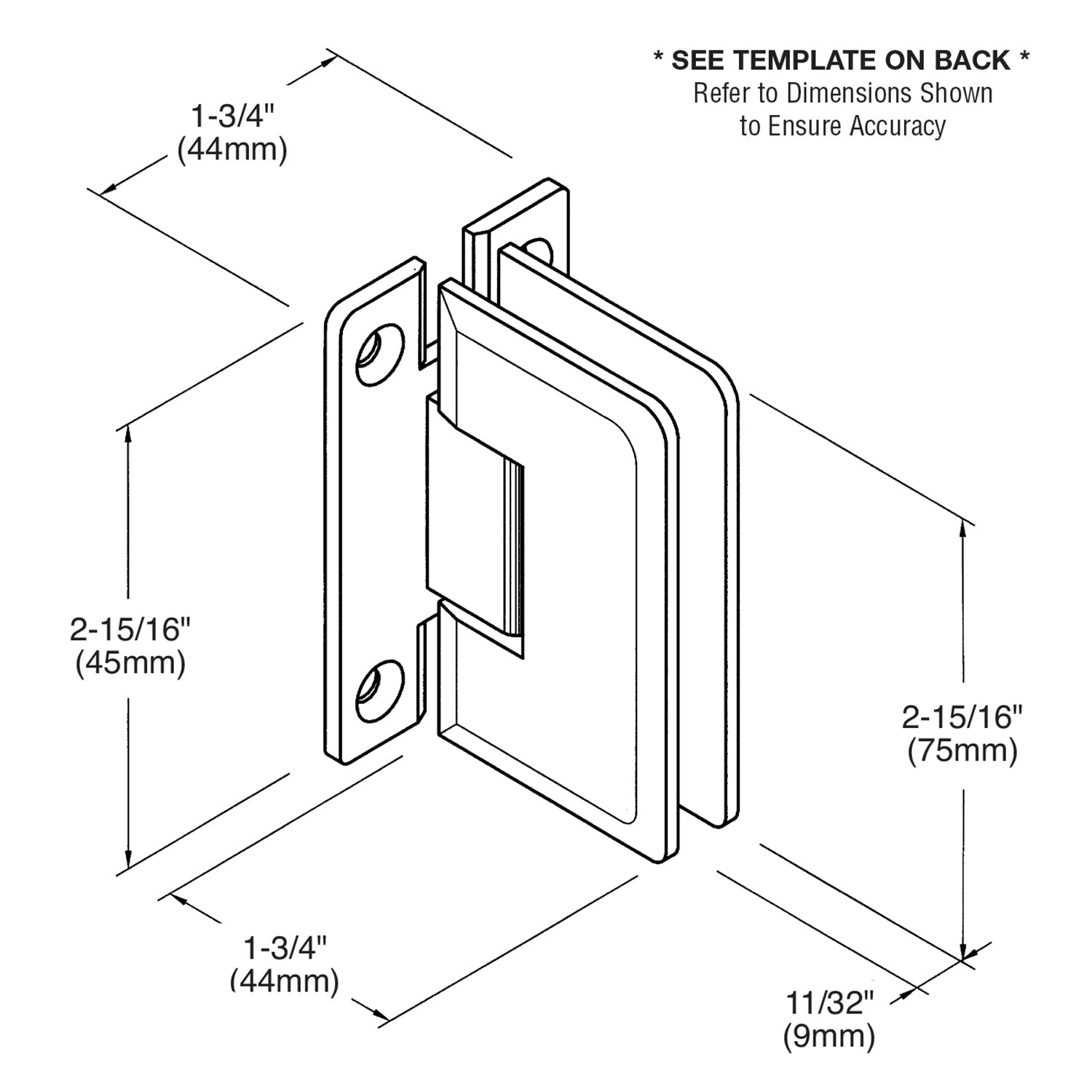 CRL Trianon 037 Series Wall Mount 'H' Back Plate Hinge *Discontinued* TR1037BN