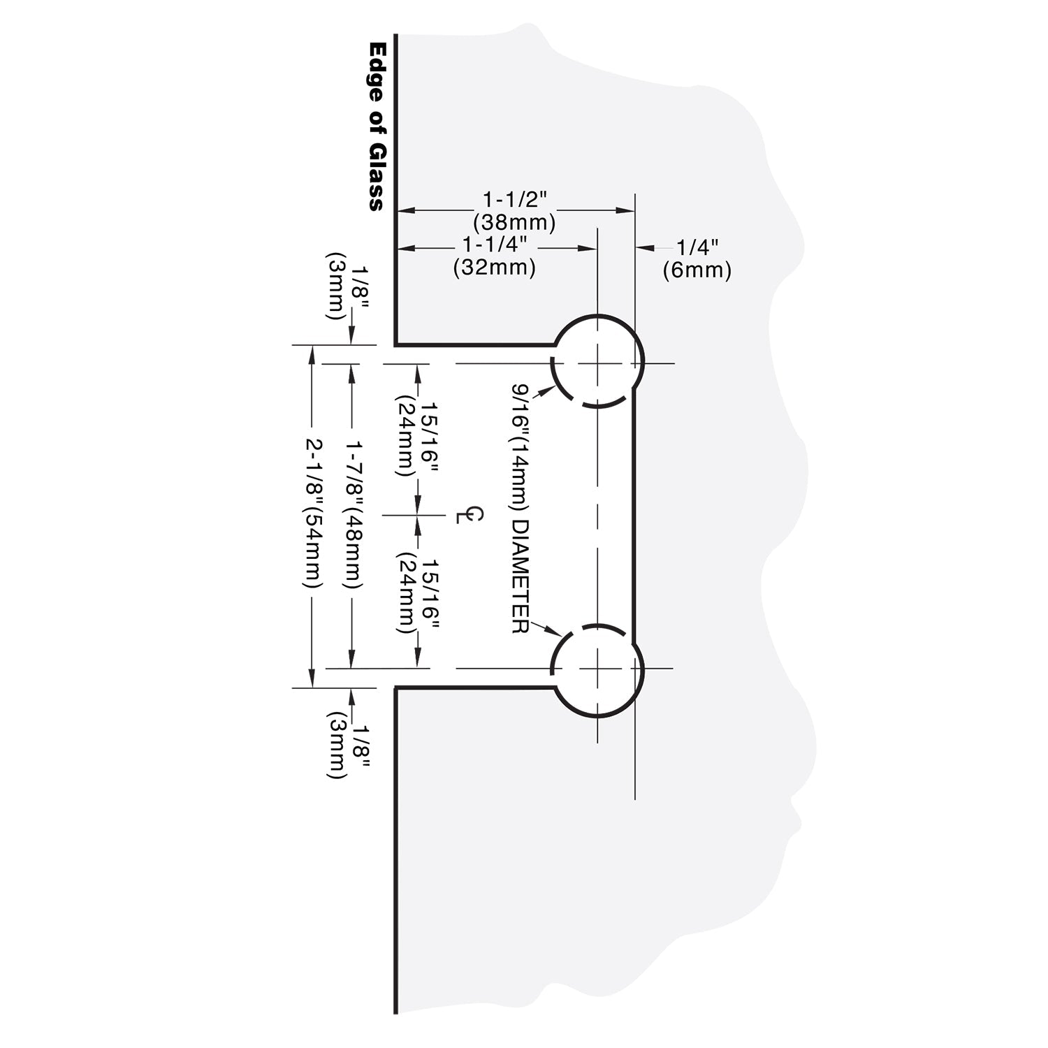 CRL Trianon 037 Series Wall Mount 'H' Back Plate Hinge *Discontinued* TR1037BN