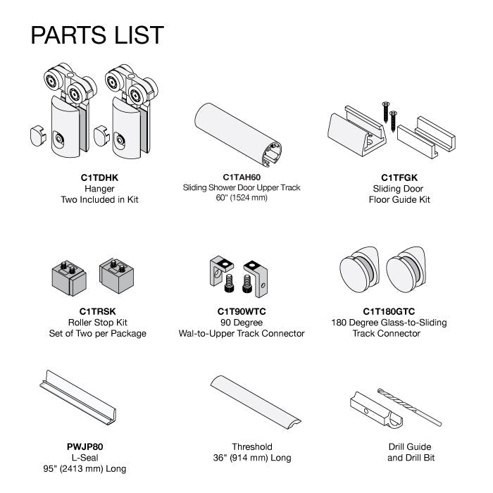 U.S. Horizon Mfg. 180 Degree Standard Kit 60" (1.52 m) C1T60BC