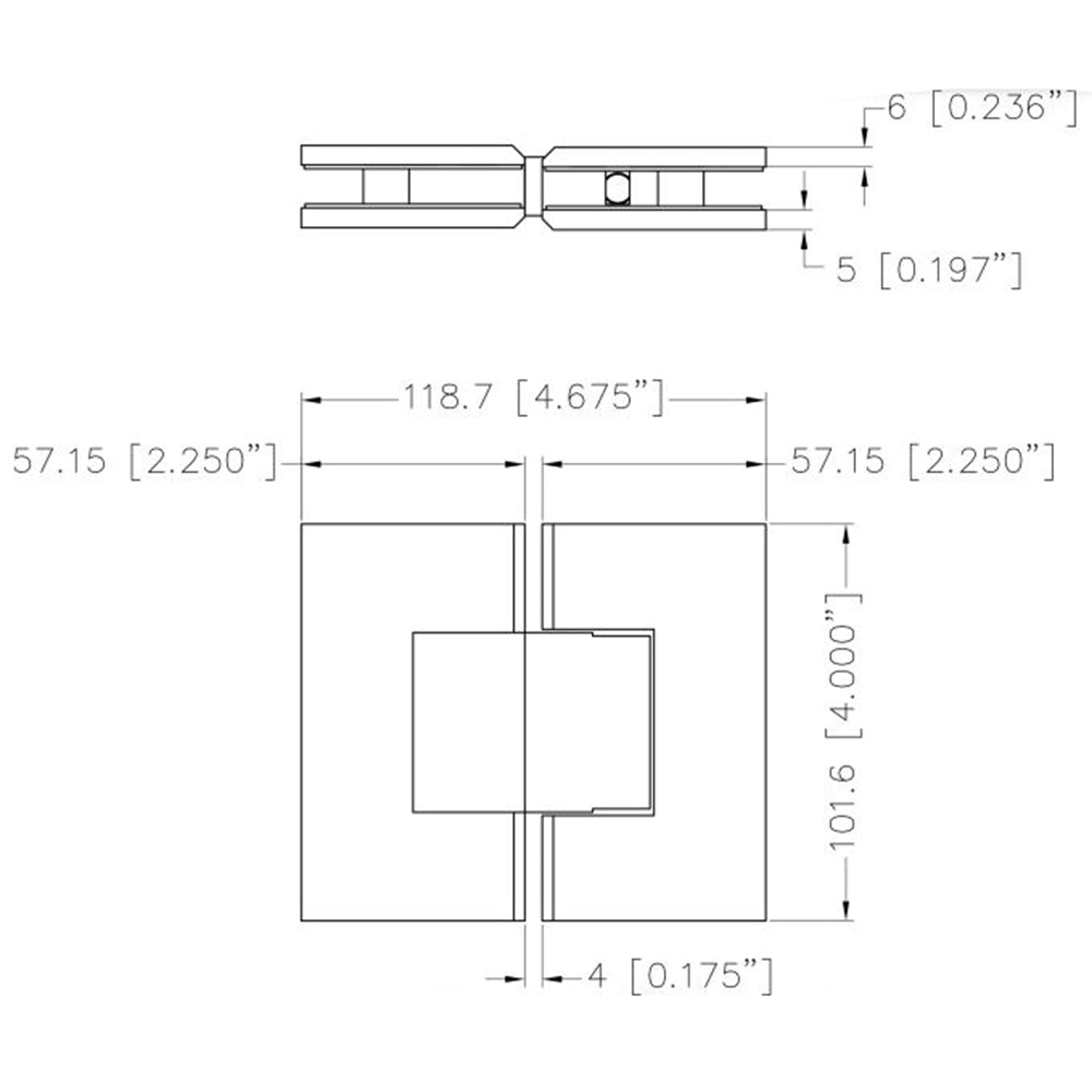 U.S. Horizon Mfg. 180° Glass to Glass Maxum Series Hinge HM180GTGACP