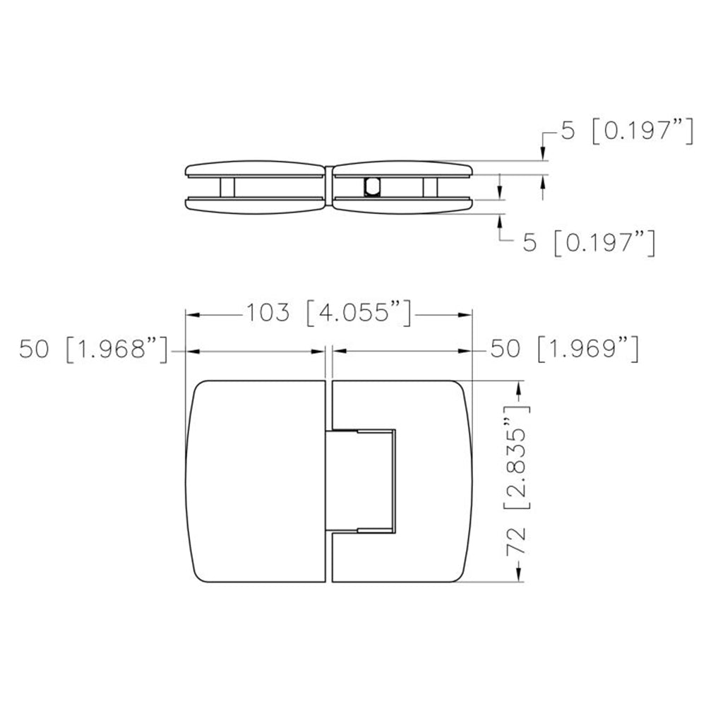 U.S. Horizon Mfg. 180° Glass to Glass Radial Series Hinge HR14180GTGC