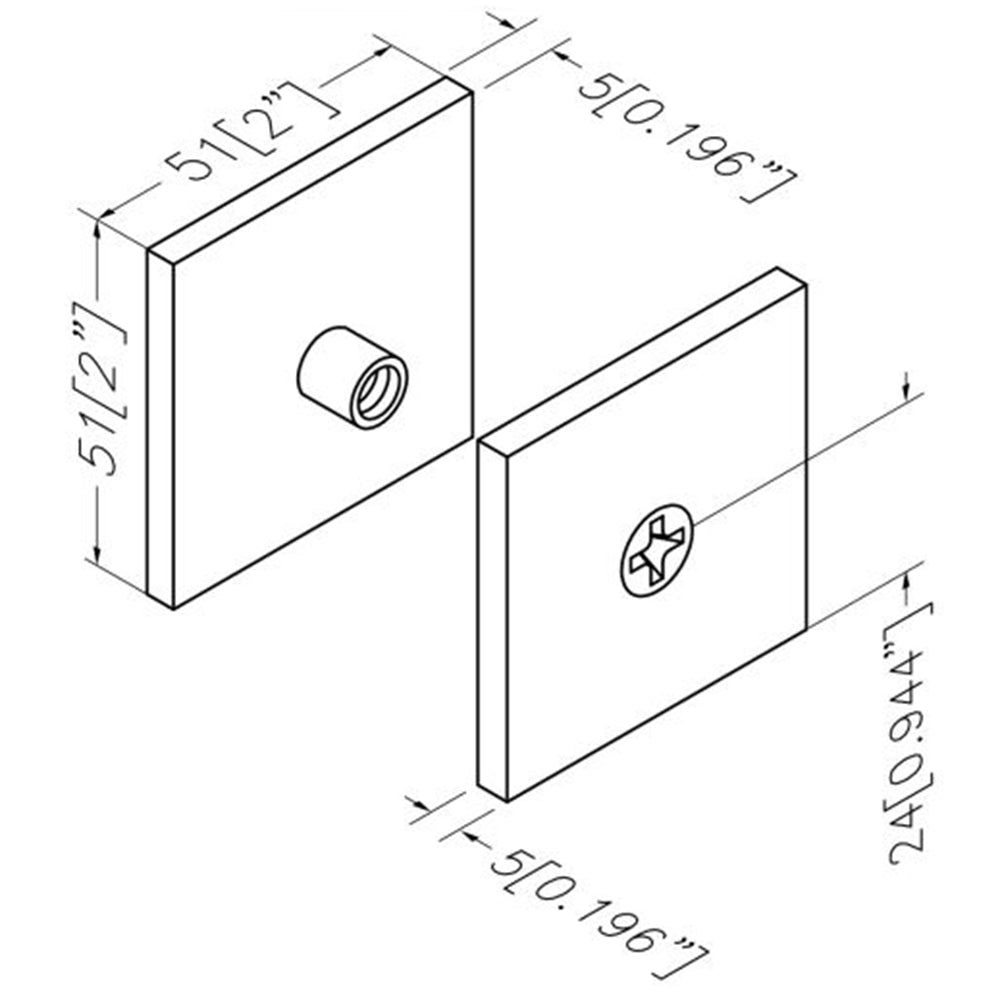 U.S. Horizon Mfg. 2" x 2" (51 x 51 mm) Wall Mount Designer Series Glass Clip CGTW1C