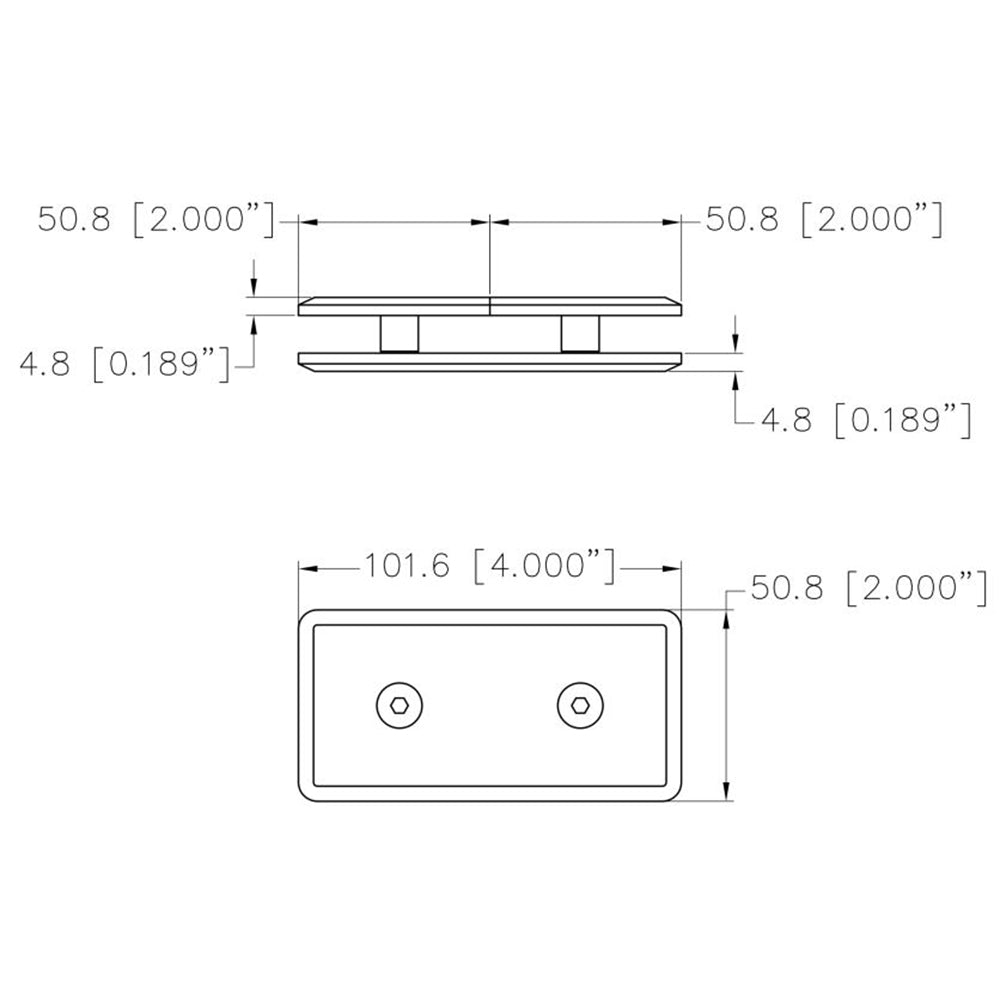 U.S. Horizon Mfg. 2" x 4" (51 x 102 mm) Glass - to - Glass Clip CP180YOB