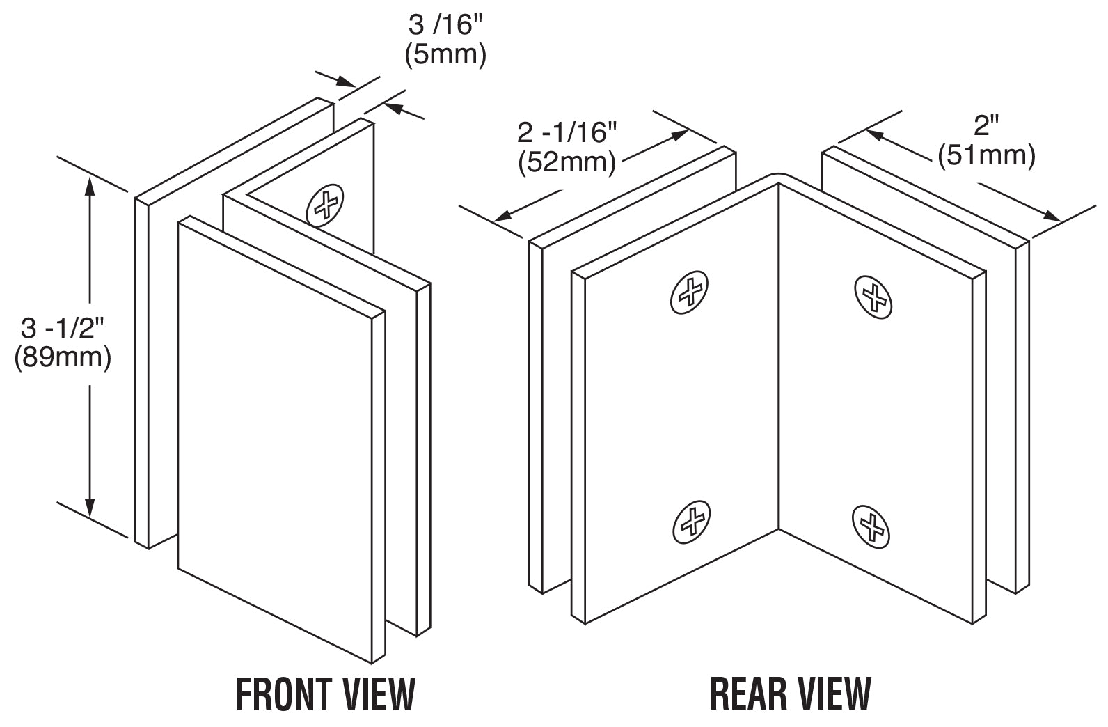 U.S. Horizon Mfg. 90 Degree Glass - to - Glass Clamp C90GTGAB