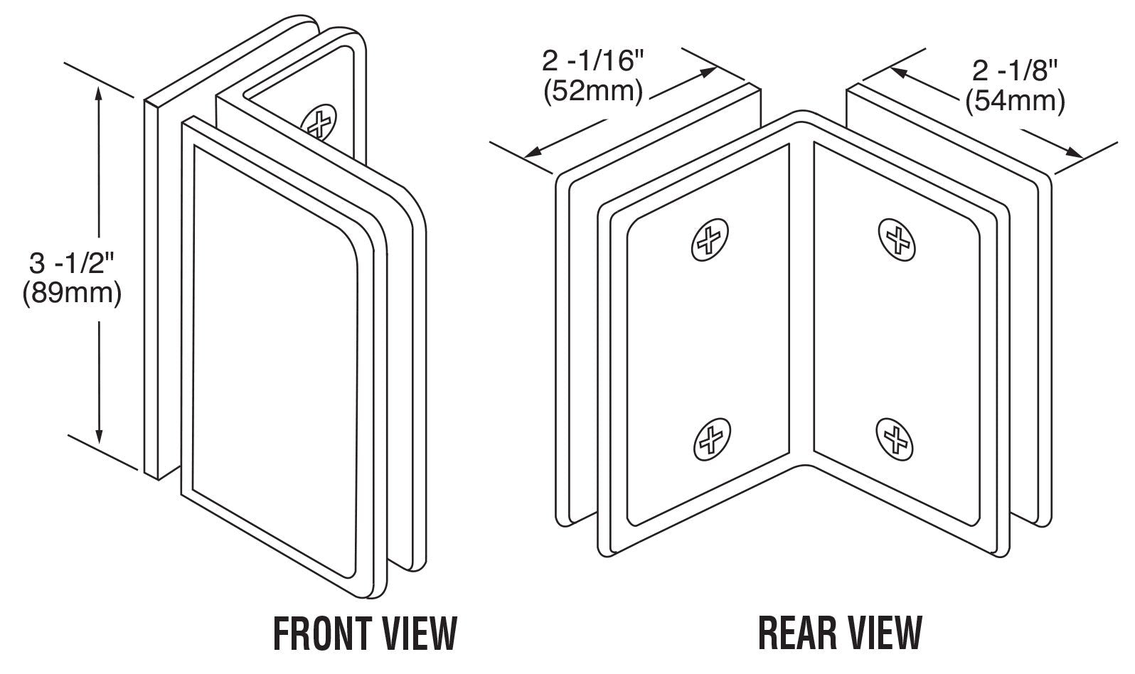 U.S. Horizon Mfg. 90 Degree Glass - to - Glass Clamps CP90GTGAB