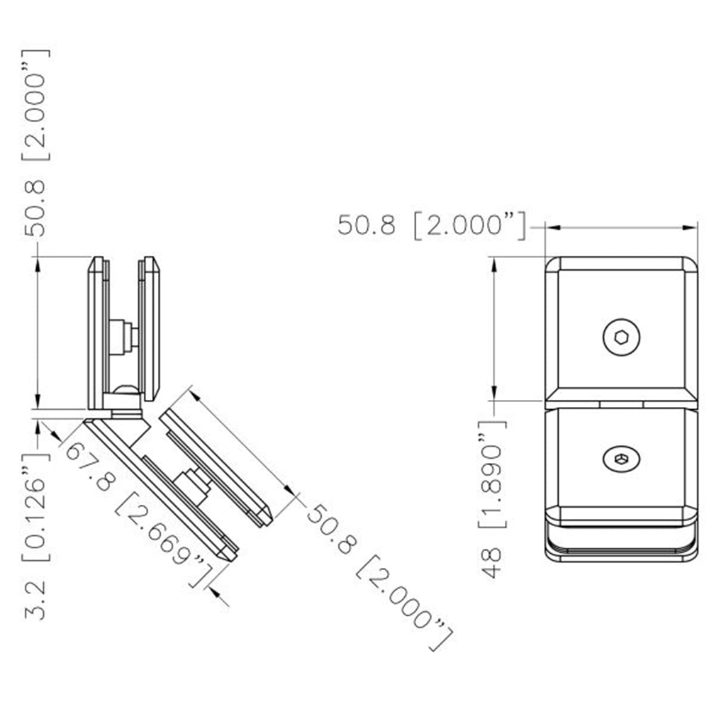 U.S. Horizon Mfg. Beveled 135 Glass To Glass Operable Transom Clip CPMT135BP