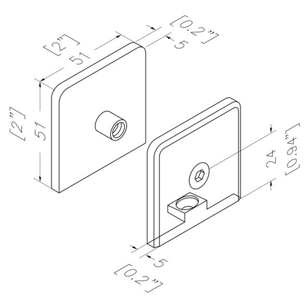 U.S. Horizon Mfg. Beveled Wall Mount Glass Clip CPGTW1VB