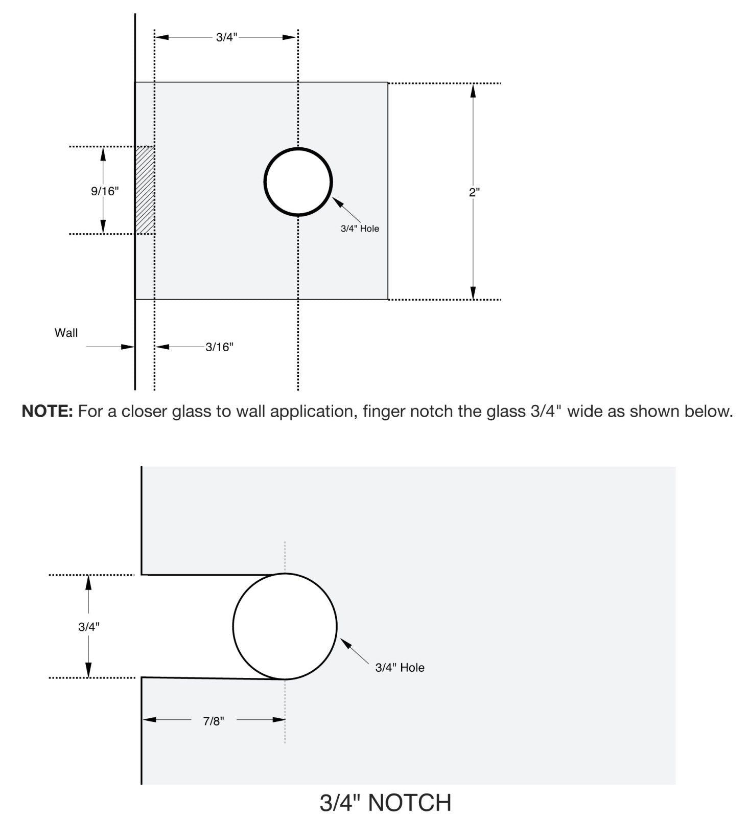 U.S. Horizon Mfg. Beveled Wall Mount Glass Clip CPGTW1VB