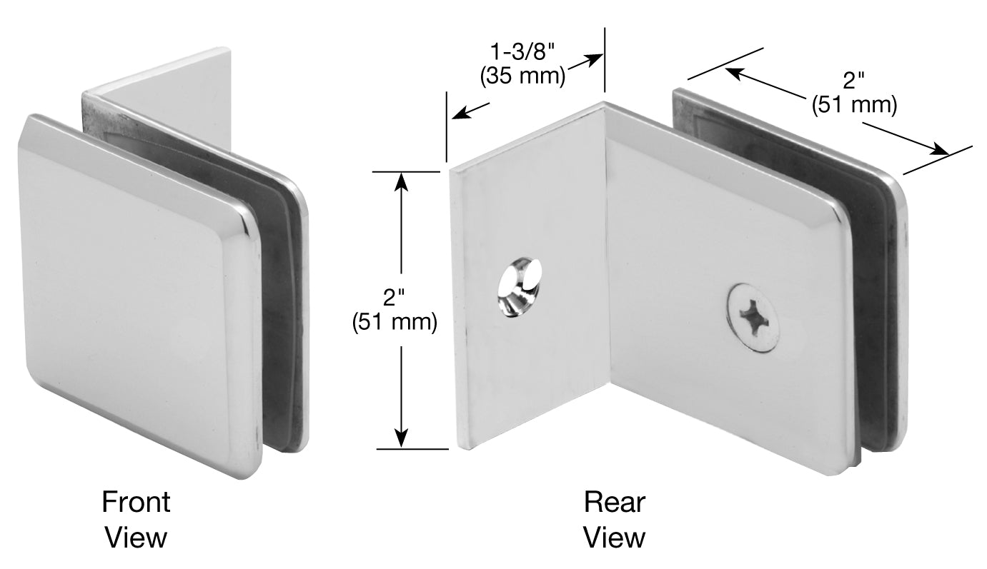 U.S. Horizon Mfg. Beveled Wall Mount Glass Clip w/Mounting Leg CPGTW2MB