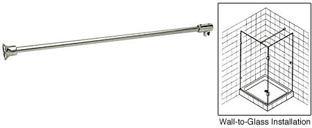 Frameless Shower Door Fixed Panel Wall-To-Glass Support Bar for 3/8" to 1/2" Thick Glass