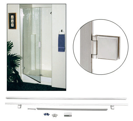 72" High Frameless KD Hinged Door Kit for 1/4" Glass