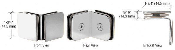 90 Degree Junior Traditional Style Glass Clamp for 1/4" Glass - ShowerDoorHardware.com