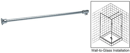Frameless Shower Door Fixed Panel Wall-To-Glass Support Bar for 1/4" to 5/16" Thick Glass