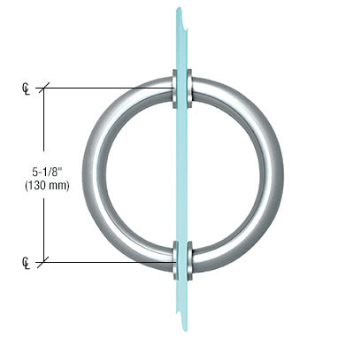5-1/8" Tubular Back-to-Back Circular Style Brass Shower Door 3/4" Diameter Pull Handles - ShowerDoorHardware.com