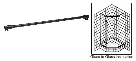 Frameless Shower Door Fixed Panel Glass-To-Glass Support Bar for 3/8" to 1/2" Thick Glass