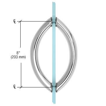 Crescent Style Back-to-Back Pull Handles without Metal Washers - ShowerDoorHardware.com