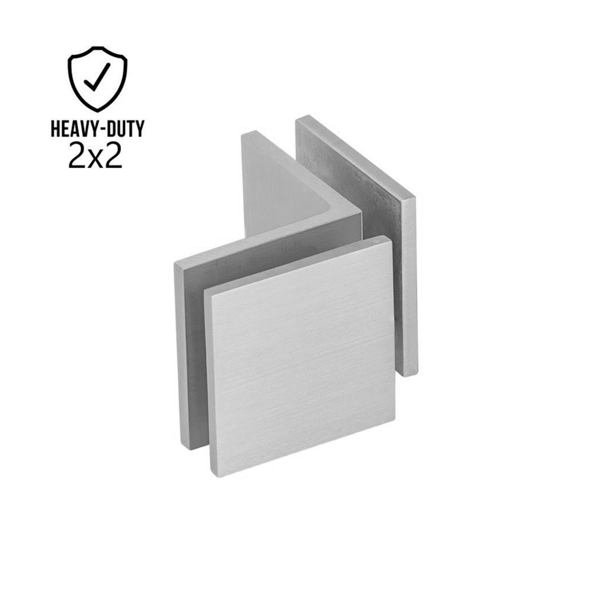 2" x 2" 90° Heavy Duty Glass to Glass Square Edges Glass Clamp