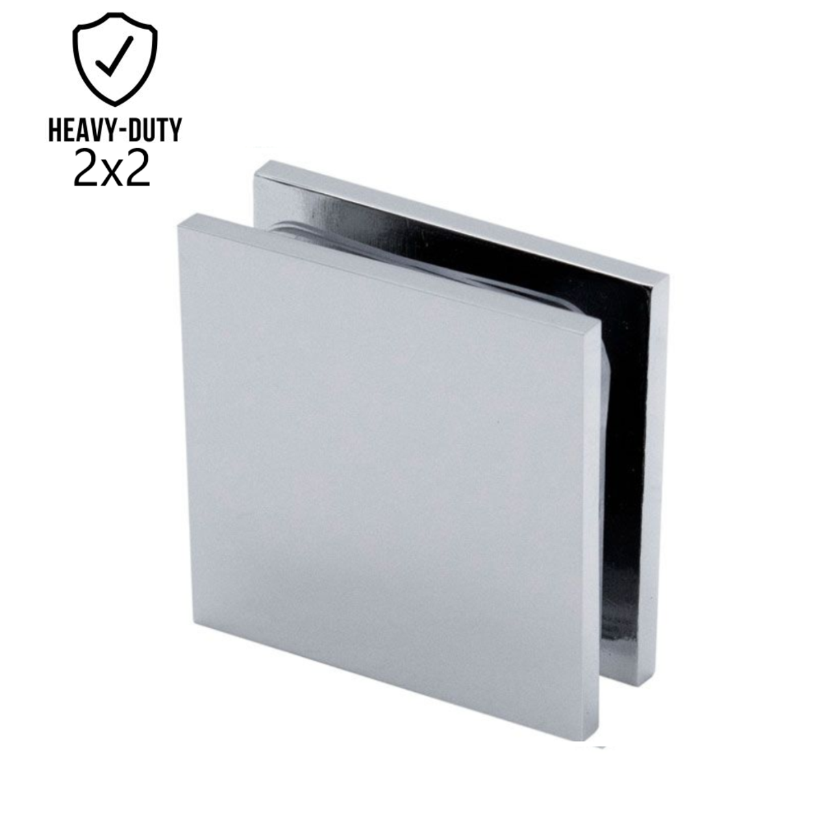 2" x 2" Heavy Duty Wall to Glass Square Edges Glass Clamp