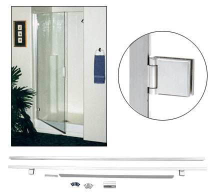 72" High Frameless KD Hinged Door Kit for 1/4" Glass