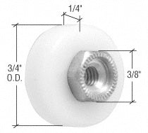 3/4" Nylon Ball Bearing Shower Door Flat Edge Roller With Threaded Hex Hub - Bulk 100/Pk