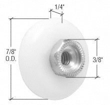 7/8" Nylon Ball Bearing Shower Door Oval Edge Roller with Threaded Hex Hub - Bulk 100 Pack