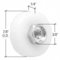 7/8" Nylon Ball Bearing Shower Door Flat Edge Roller With Threaded Hex Hub - Bulk 100 Pack