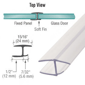 Polycarbonate H Jamb Seal 180 Degree with One Soft Fin for 3/8" Glass