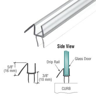 Clear Co-Extruded 36" Bottom Wipe with Drip Rail for Glass- 10/Box