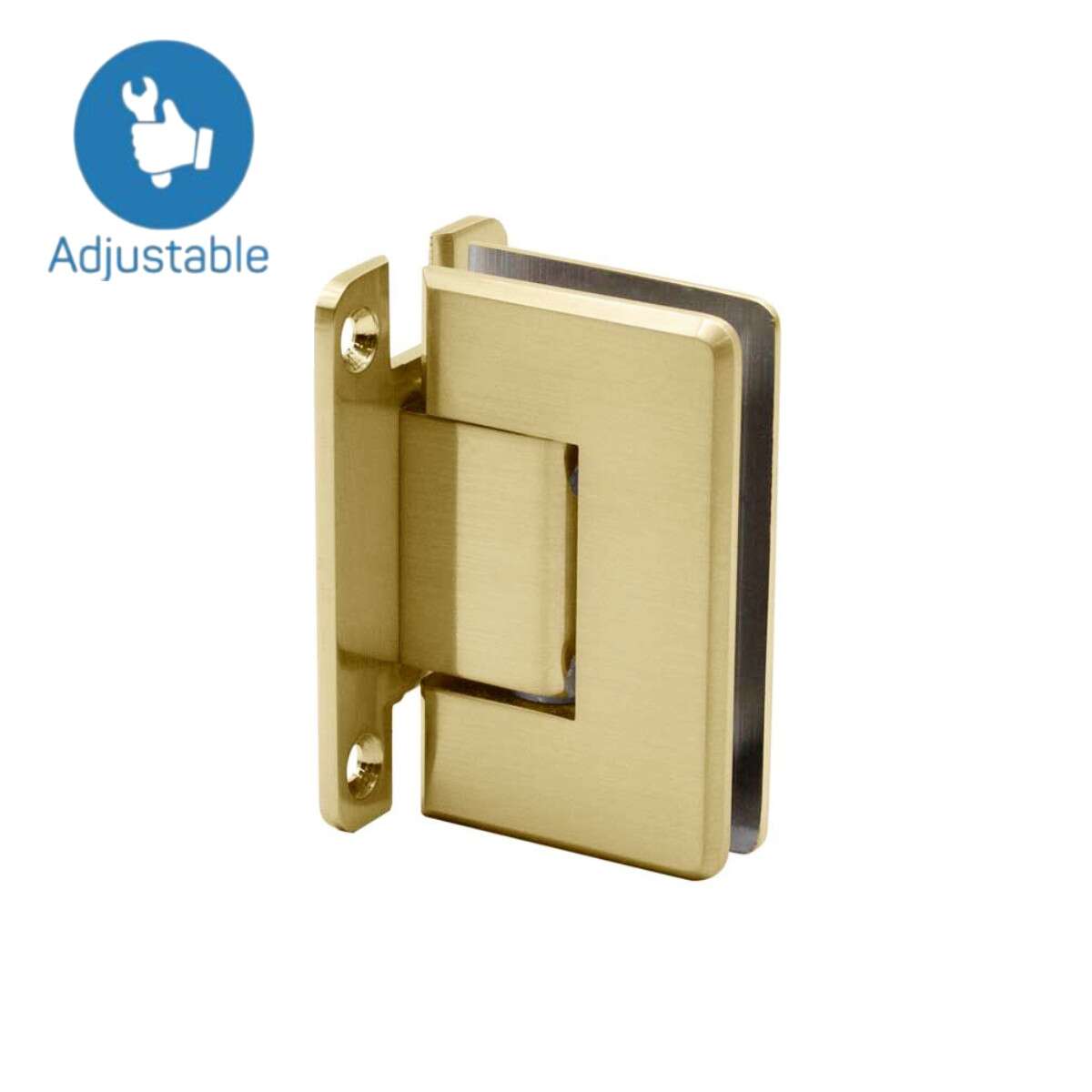 Wall to Glass "H" Back Plate Adjustable Hinge- Beveled
