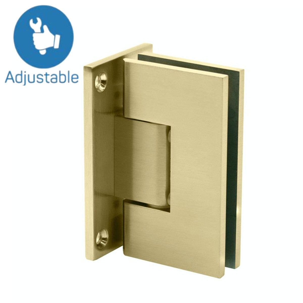 Heavy Duty Wall to Glass Full Back Plate Adjustable Hinge