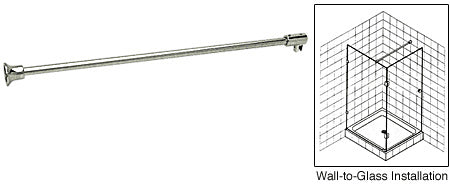 Frameless Shower Door Fixed Panel Wall-To-Glass Support Bar for 1/4" to 5/16" Thick Glass