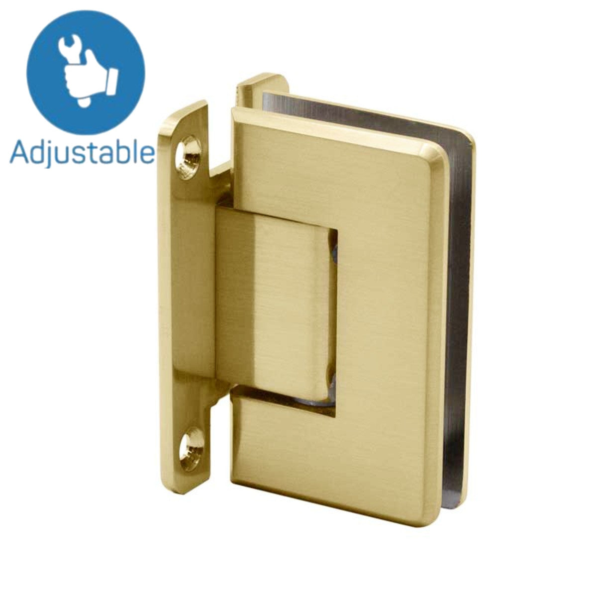Heavy Duty Beveled Wall to Glass "H" Back Plate Adustable Hinge