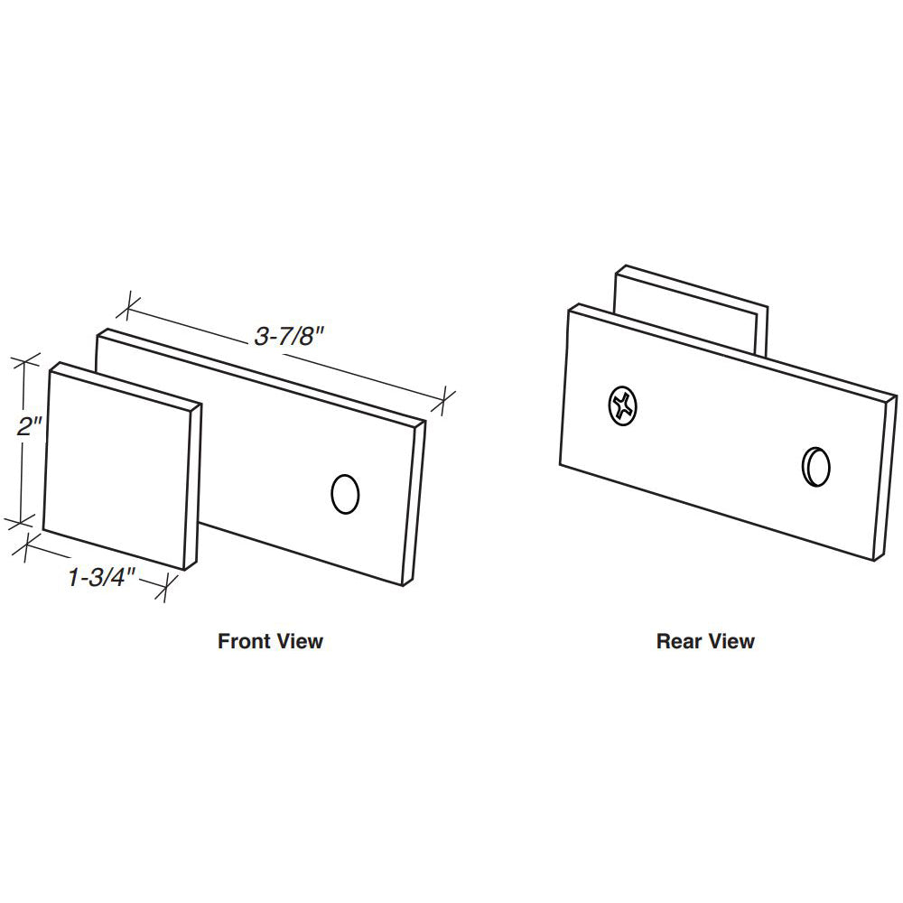 FHC Square 'Y' Inline Glass Clamp For Fixed Panels For 3/8" And 1/2" Glass