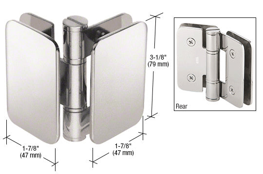 Polished Stainless Zurich 04 Series Glass-to-Glass 90 Degree Inswing Hinge