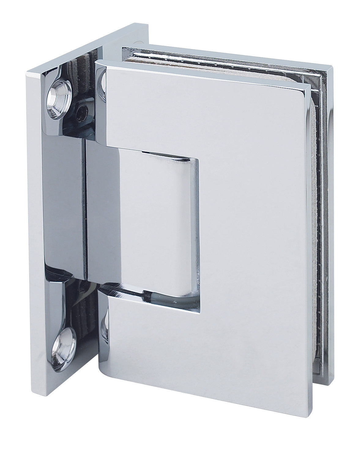 Rockwell Adjustable Square Corner Shower Hinge, Full Back Plate for heavy tempered Glass Shower Doors